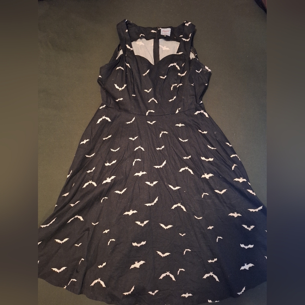 Black Bat Print Dress
